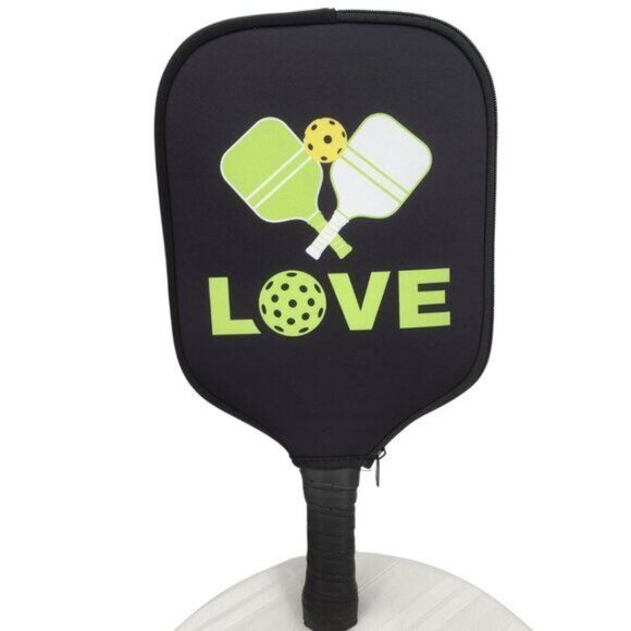 Pickleball Love" Print Universal Fit Neoprene Pickleball Paddle Cover NWOT - Picture 1 of 6